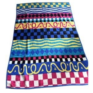 Vuteks Crown Crafts Geometric Patterns Striped Acrylic Blanket 60”x80” Vintage
